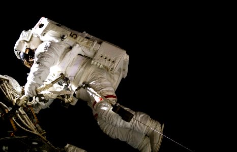 Astronaut Michael E. Lopez-Alegria during EVA 8 on Expedition 14 . photo