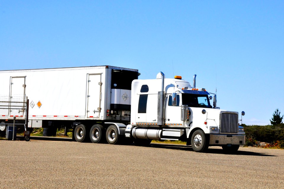 A truck carrying all three stages of the Orbital Sciences Pegasus XL rocket arrives at Vandenberg Air Force Base in California. photo