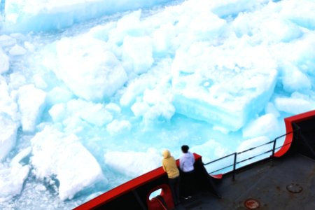 ICESCAPE scientists watched from the deck of the Healy as it cut a path through thick multiyear ice on July 6, 2011. photo