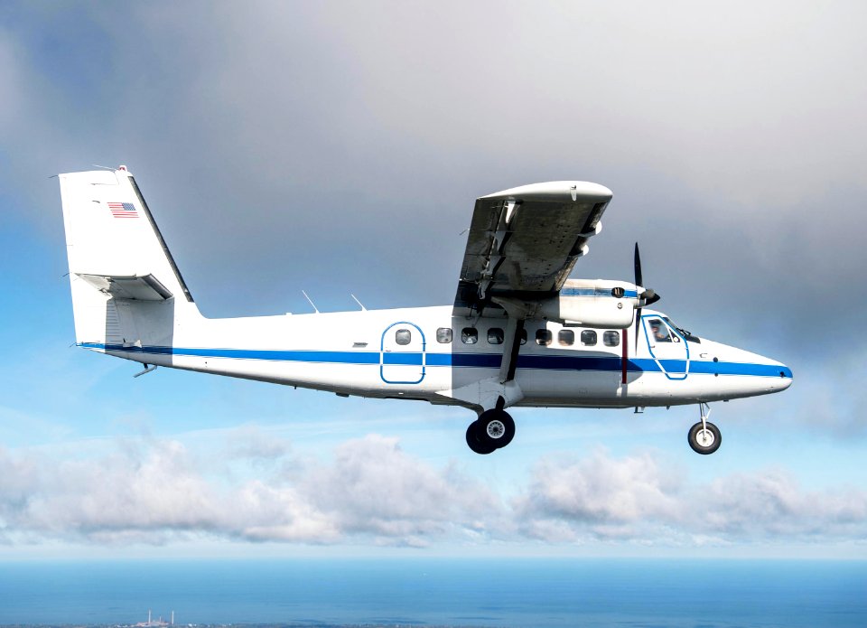NASA Twin Otter aircraft in flight over northern Ohio.