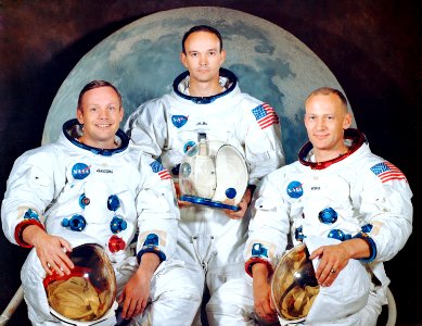 The official crew portrait of the Apollo 11 astronauts from left to right are: Neil A. Armstrong, Commander; Michael Collins, Module Pilot; Edwin E. "Buzz" Aldrin, Lunar Module Pilot. photo