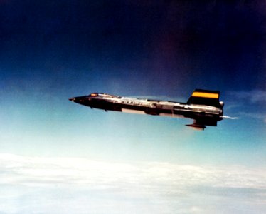 X-15A-2 in flight. First flight with dummy ramjet attached, at 8 May 1967.