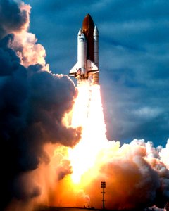 Space Shuttle Columbia climbs into orbit from Launch Pad 39B on Nov. 19, 1996.