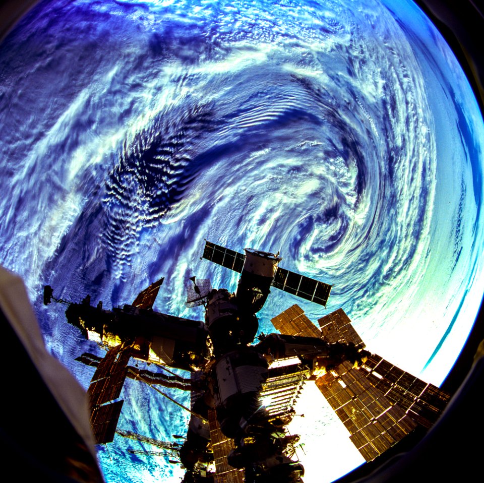 The Russian Mir Space Station is backdropped over a storm in the Roaring 40's near Heard Island in the south Indian Ocean.
