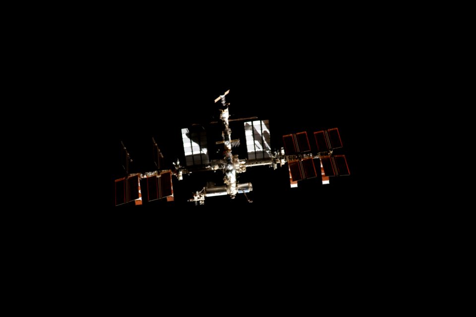 Image showing the International Space Station on the STS-135 mission's third day in Earth orbit.