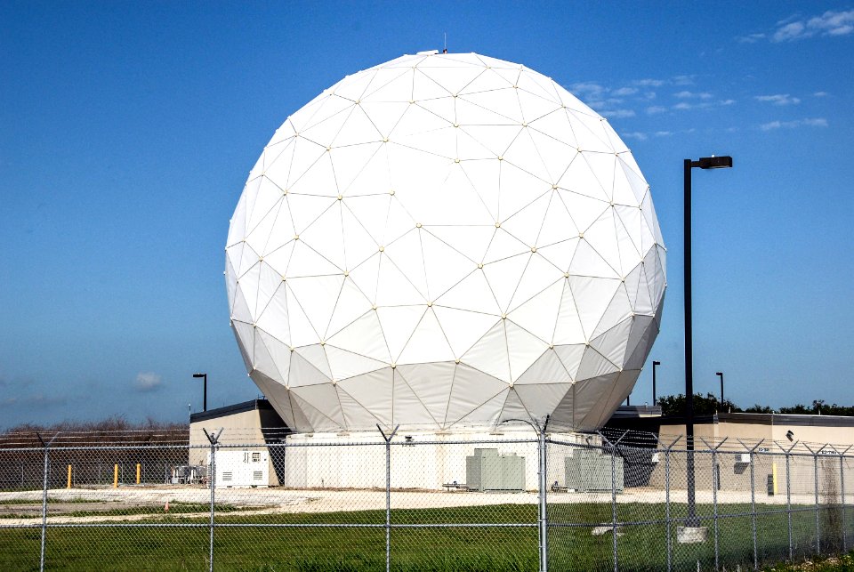 This is the radome beneath which is the NASA Debris Radar. It is located at a remote site on North Merritt Island in Florida.