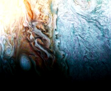 A feature on Jupiter where multiple atmospheric conditions appear to collide.
