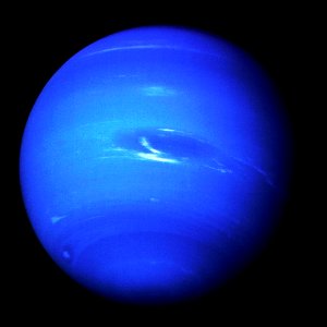 This picture of Neptune was produced from the last whole planet images taken through the green and orange filters on NASA's Voyager 2 narrow angle camera. photo