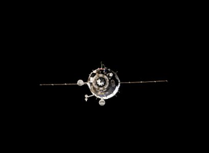 View from the International Space Station shows the Soyuz TMA-12M spacecraft shortly before docking of the two orbiting vehicles. March 27th, 2014.