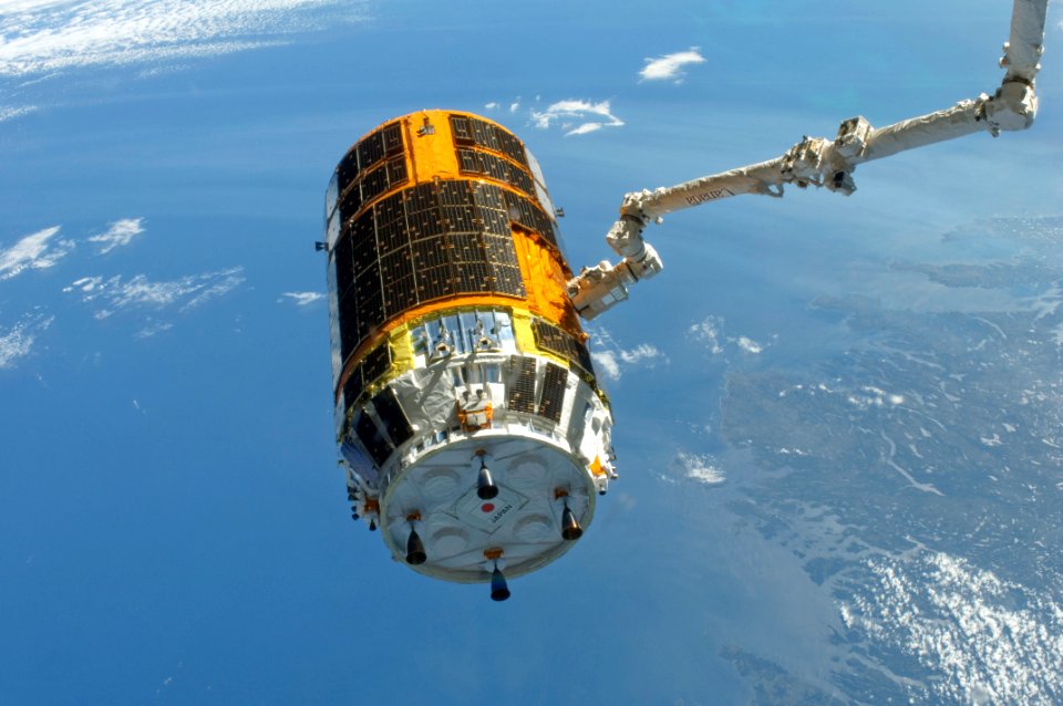 The International Space Station's Canadarm2 unberths the unpiloted Japan Aerospace Exploration Agency (JAXA) H-II Transfer Vehicle (HTV-3), filled with trash and unneeded items, in preparation for its release from the station. Sept 12th, 2012.