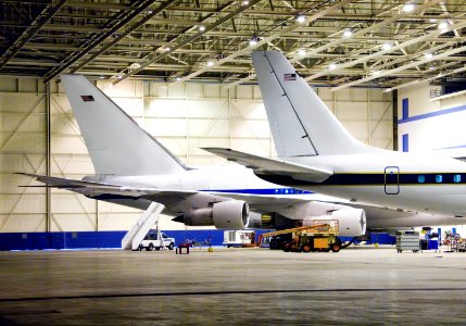 Two large science aircraft, a DC-8 flying laboratory and the SOFIA 747SP based at NASA's Dryden Aircraft Operations Facility in Palmdale, Calif., January 17, 2008. photo