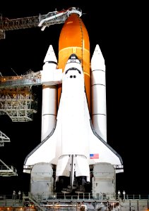 The space shuttle Endeavour is seen on launch pad 39a at Kennedy Space Center in Cape Canaveral, Fla, Thursday, April 28, 2011. photo
