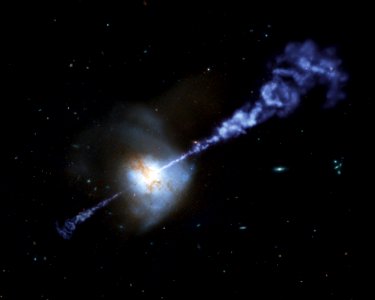 Artist Concept: Active Black Hole Squashes Star Formation. photo