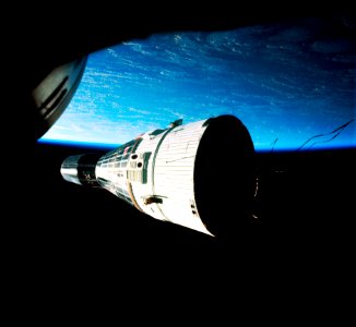 This historic view of the orbiting Gemini-7.
