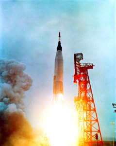 The Mercury-Atlas 7 carrying astronaut M. Scott Carpenter, was launched by NASA from Pad 14, Cape Canaveral, Florida, on May 24, 1962. photo