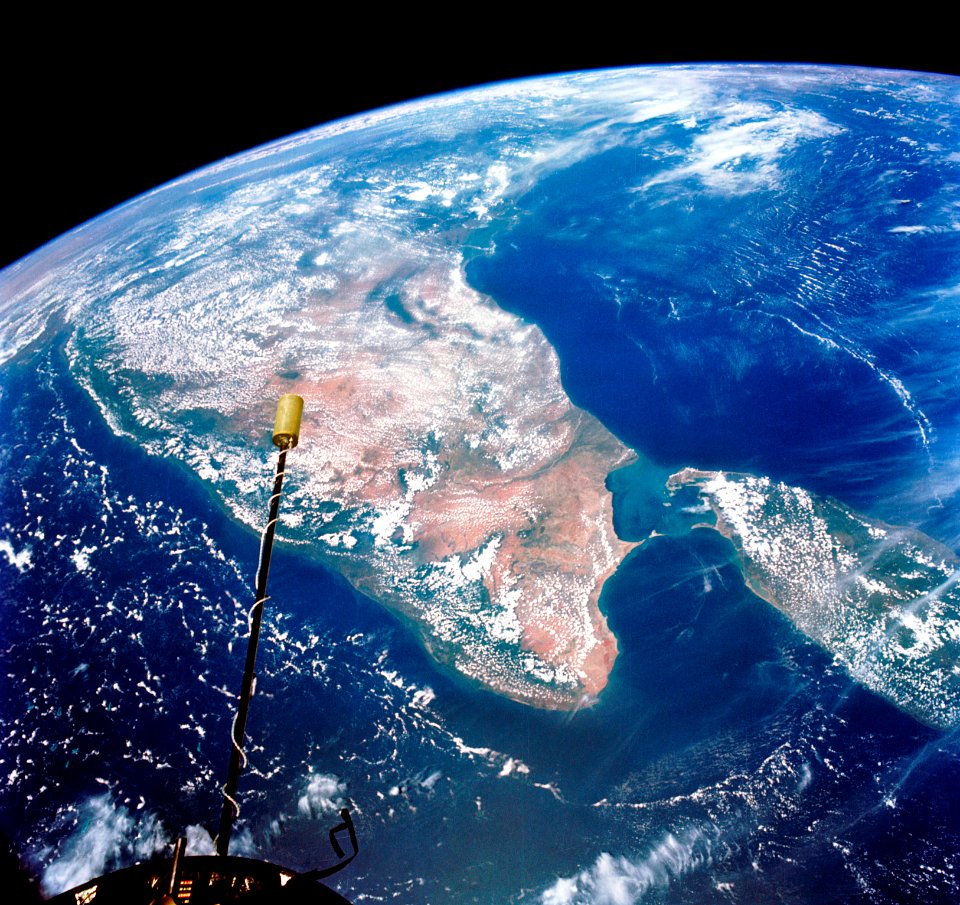 India and Ceylon as seen from the orbiting Gemini-11 spacecraft.