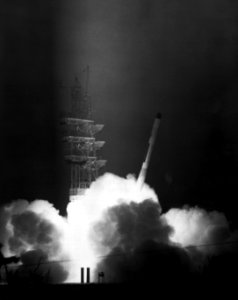 The first Scout prepared for launch at Wallops Island July 1, 1960.