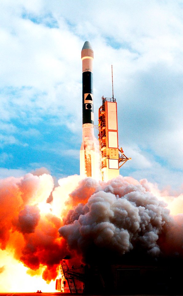 A Boeing Delta II expendable launch vehicle lifts off with NASA's Mars Climate Orbiter on Dec. 11, 1998, from Launch Complex 17A, Cape Canaveral Air Station.