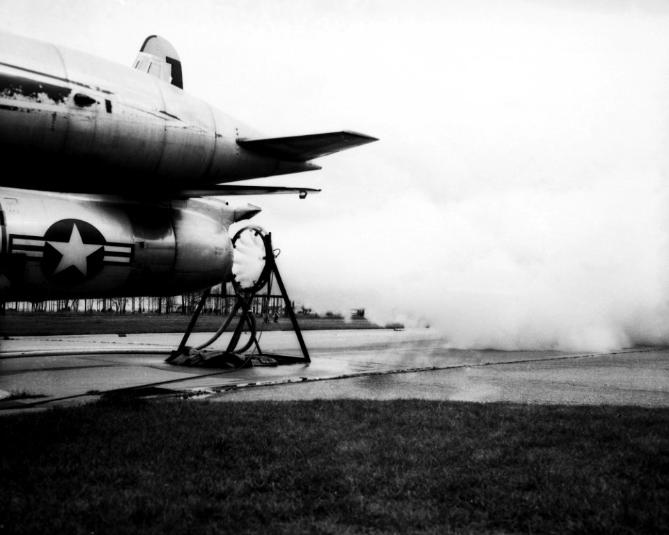 Water Type Muffler Test of aircraft at NASA Langley Research Center. May 13th, 1957.