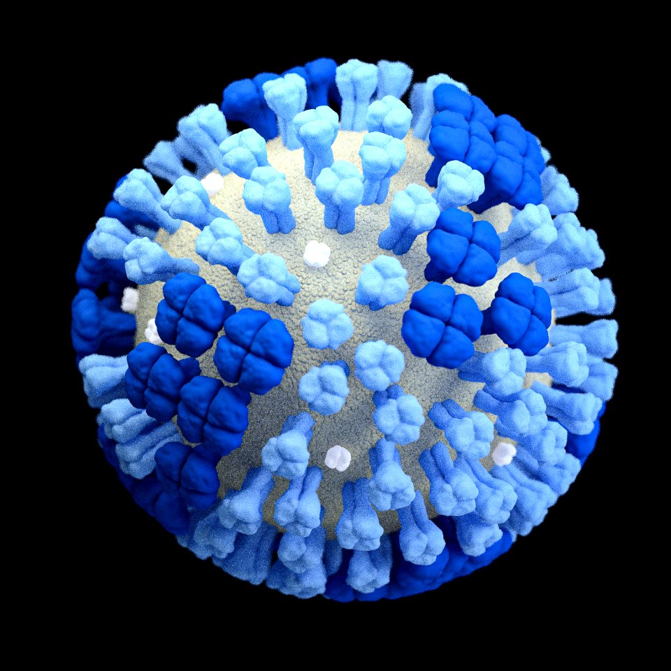 Influenza virus illustration in semi- transparent blue. Original image sourced from US Government department: Public Health Image Library, Centers for Disease Control and Prevention. Under US law this image is copyright free, please credit the government department whenever you can”.