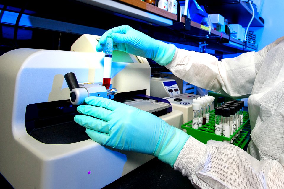 A scientist holding bacterial samples for their antimicrobial susceptibility. Original image sourced from US Government department: Public Health Image Library, Centers for Disease Control and Prevention. Under US law this image is copyright free, please credit the government department whenever you can”.