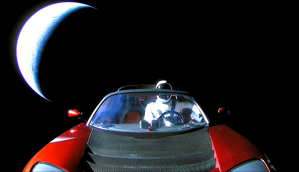 Artist Illustration of Falcon Heavy Demo Mission (2018).
