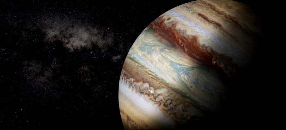 Artist illustration of cosmic explorer through the universe.