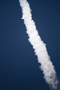 Smoke after launching a spacecraft. photo