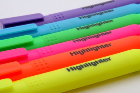 Purple Blue Green Pink Orange And Yellow Highlighter