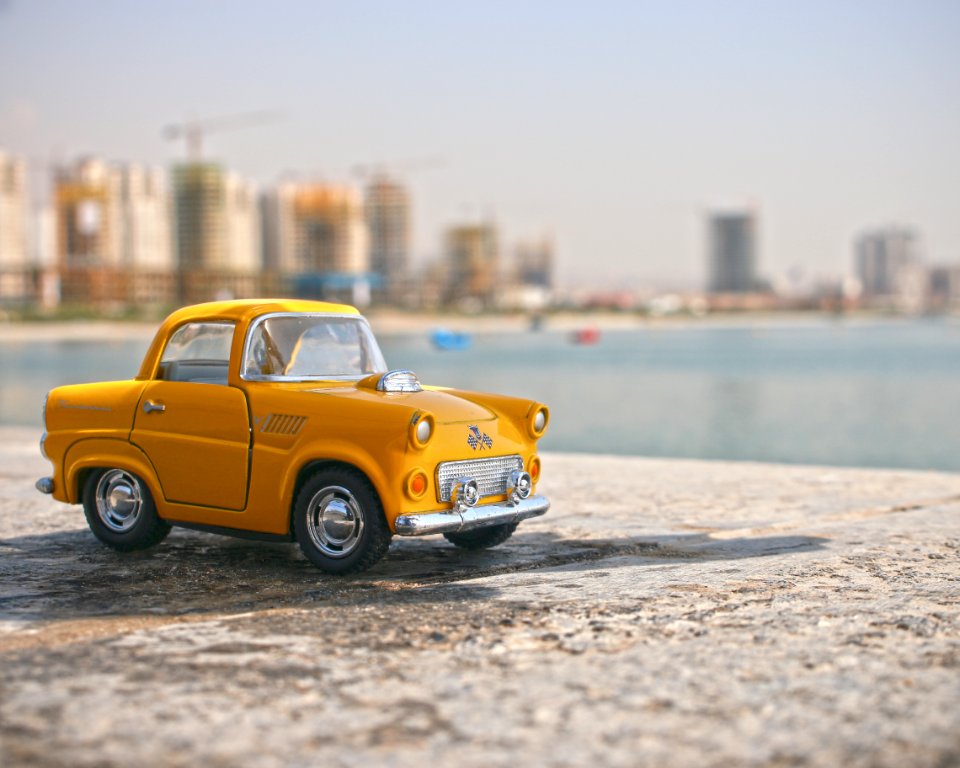 Mini Antique Yellow Taxi Cab Photo