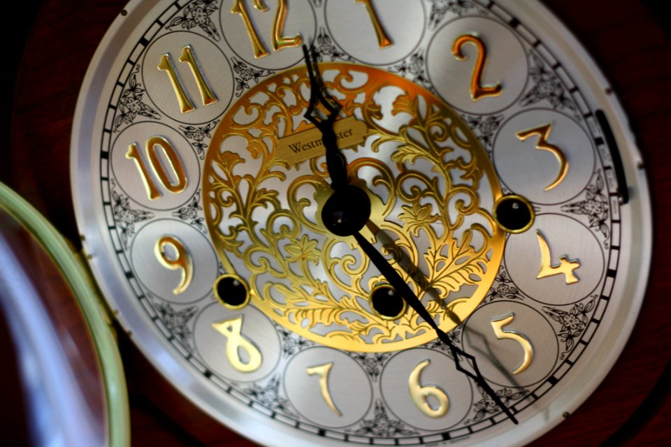 Brown And White Clock 12 30