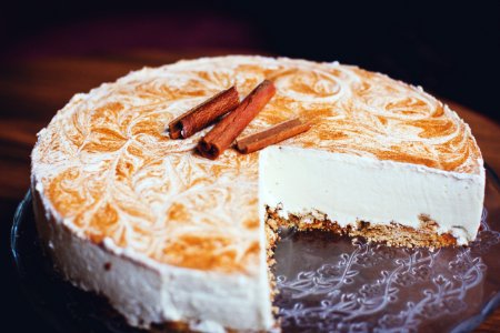 White Cheesecake On Wooden Surface photo