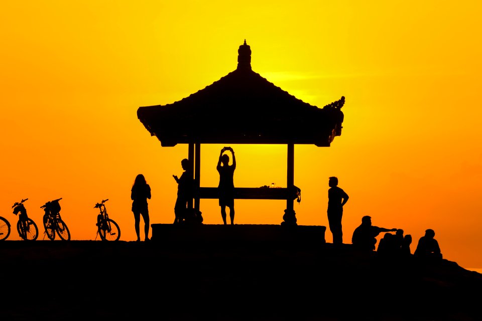 Shelter On Hill Top At Sunset