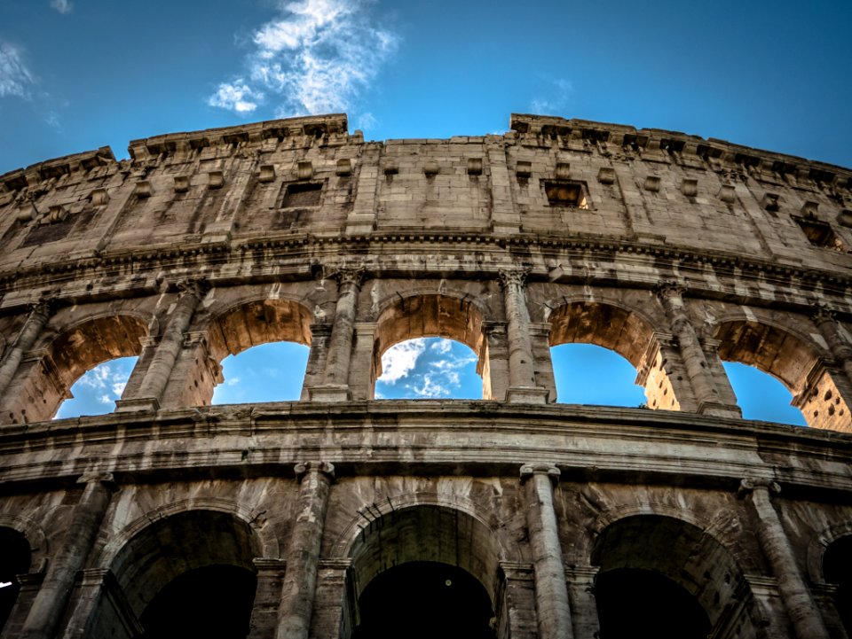 Low Angle Of The Colosseum Rome At Daytime