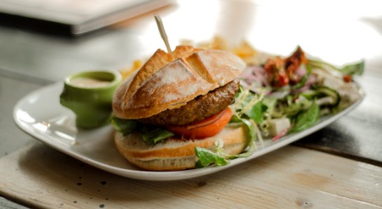 Hamburger With Salad photo