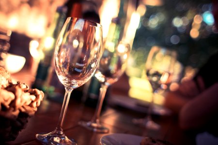 Wine Glass On Restaurant Table photo