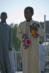 Street seller woollen hats photo