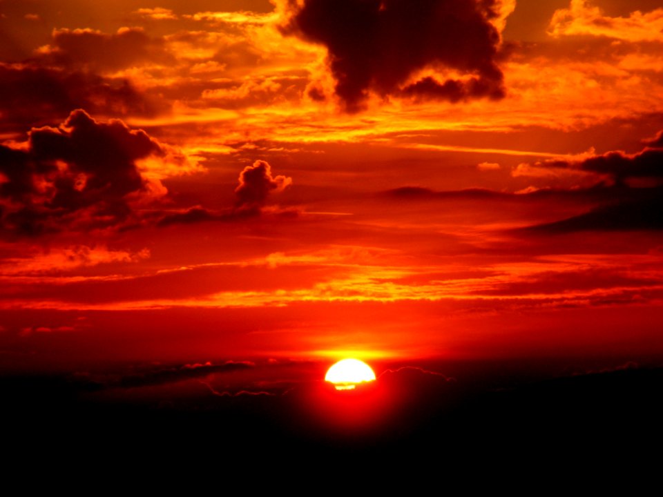 Sun Setting In Orange Skies