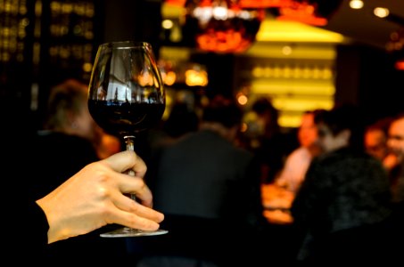 Woman Holding Up Glass Of Wine photo