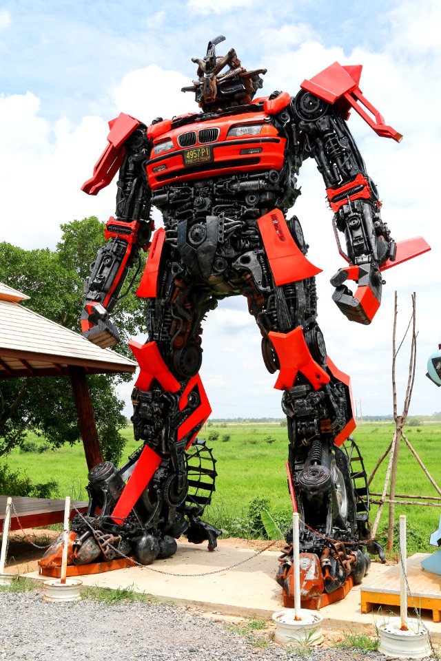 Red And Black Robot Statue