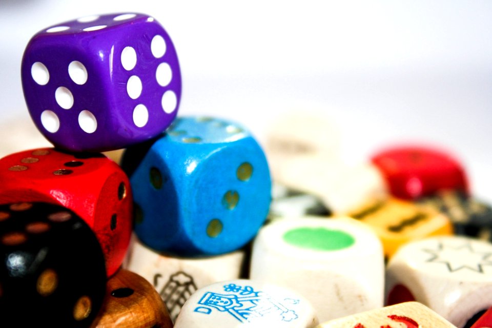 Blue Purple And Red Dices