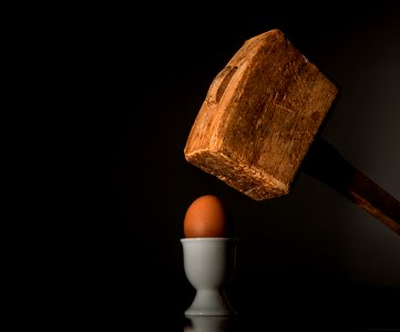 Brown Wooden Mallet Near Brown Chicken Egg