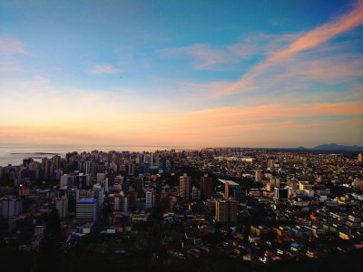 Aerial View Of Modern City Skyline photo