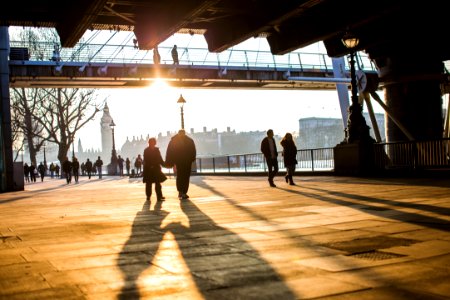 Couples Walking Along South Bank London photo