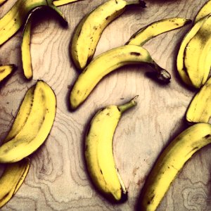 Bananas On Wooden Table