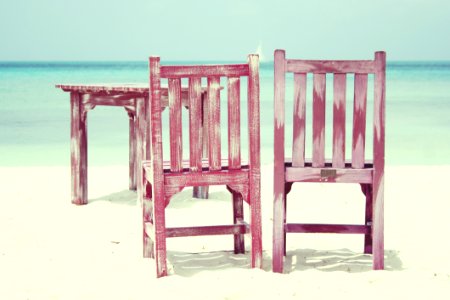 Wooden Furniture On Beach photo