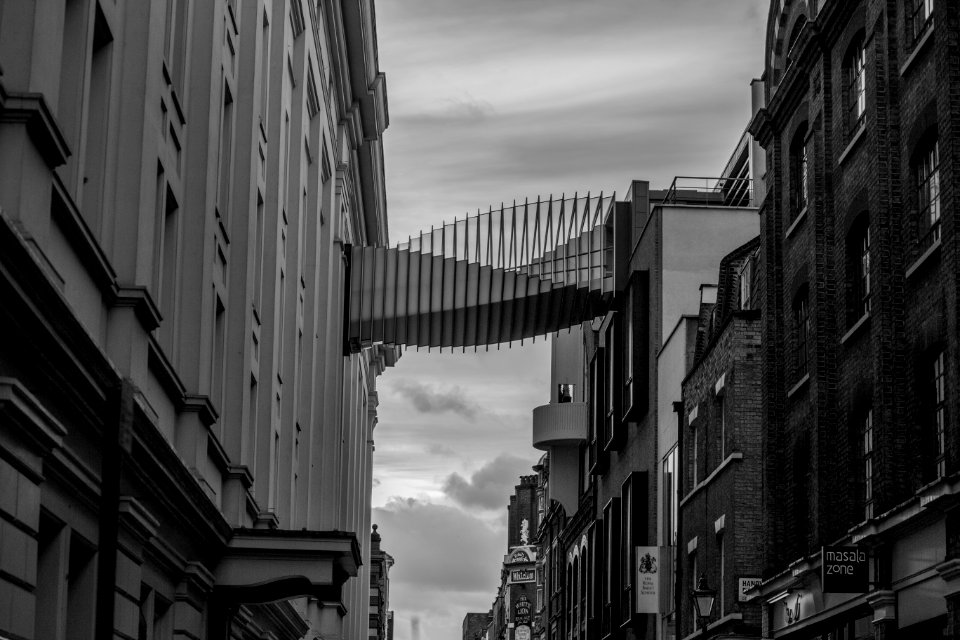 Spiral Sign In A Building In Black And White