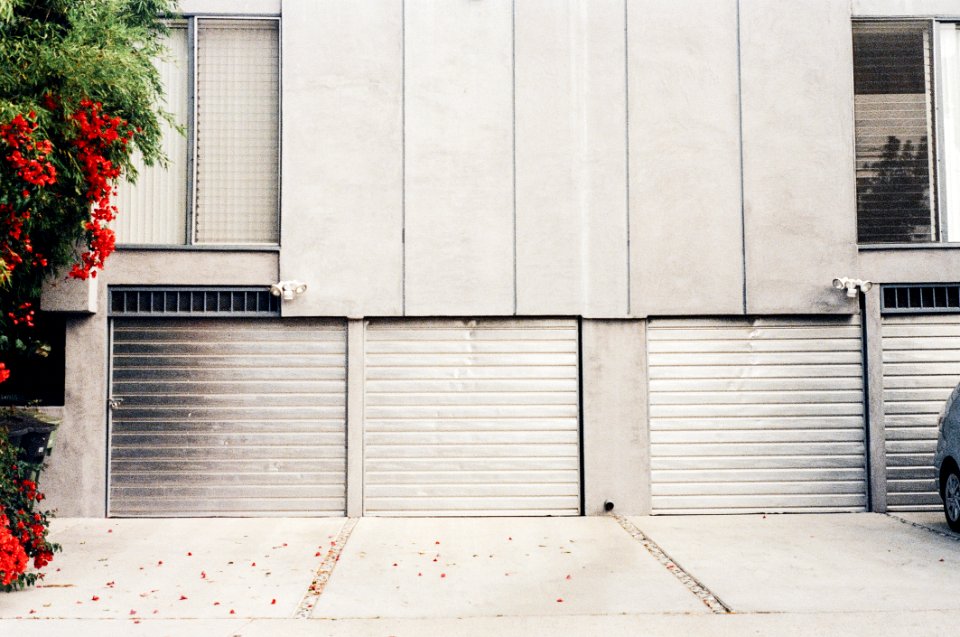 Garage Doors On Building Exterior