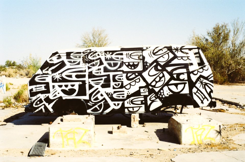 Graffiti On Old Van