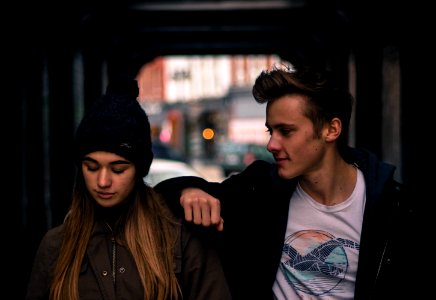 Young Couple In City At Night photo